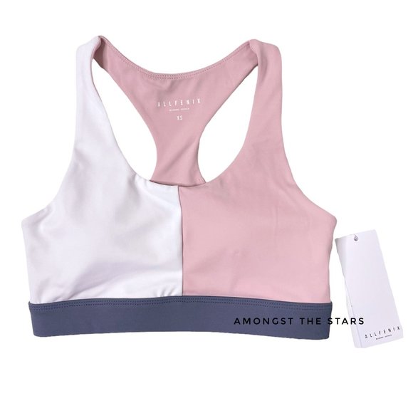 All Fenix Three Stone Pink White Grey Colorblock Sports Bra - Picture 5 of 9
